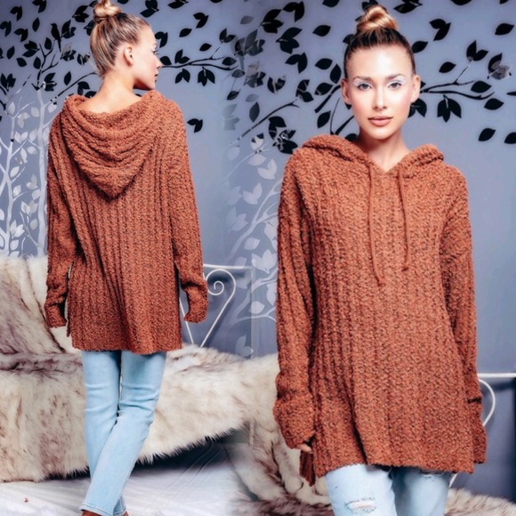 Last 1! Soft New Cozy Knit Popcorn Hoodie Sweater - Picture 6 of 12
